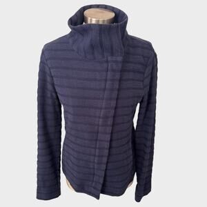 LOFT Outlet Small Navy Blue Cotton Polyester Snap Front Jacket